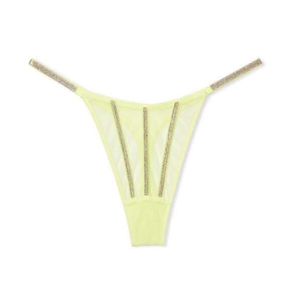 NWT Victoria's Secret Very‎ Sexy Sheer Shine Thong Sz L - Citron Green - Picture 1 of 4